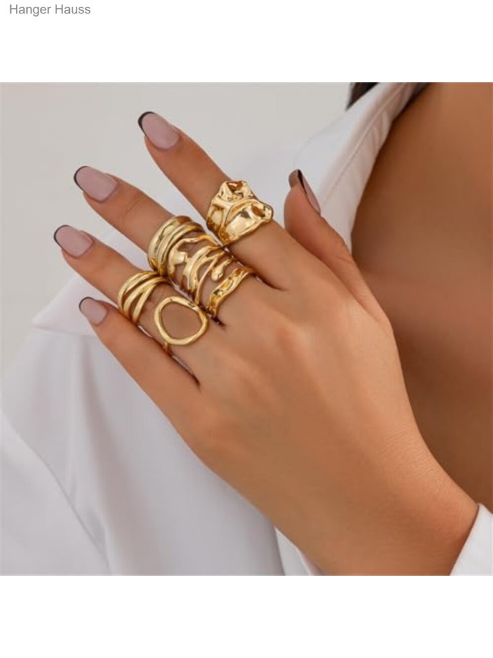Chunky Stackable Rings Set Adjustable Open Dome Knuckle Statement Jewelry - Picture 6 of 6
